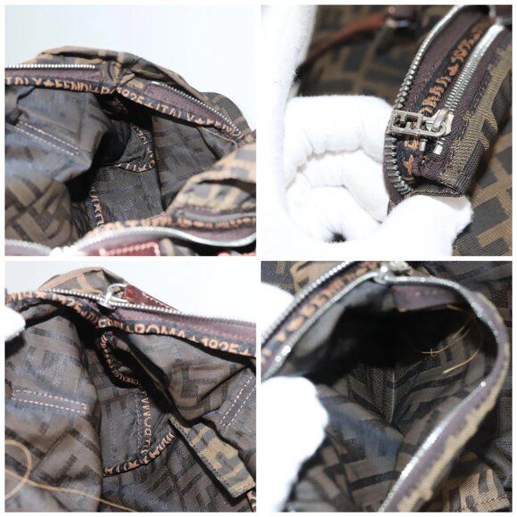 FENDI Zucca Canvas Hand Bag Black Brown Auth ep8782 - Picture 15 of 16